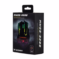 "Wozinsky WMGB-3200" belaidė optinė žaidimų pelė su įmontuotu įkraunamu akumuliatoriumi 3200 DPI su RGB apšvietimu - juoda