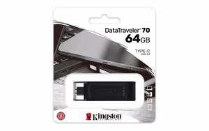 Kingston Technology DataTraveler 70 USB atmintukas 64 GB C tipo USB 3.2 Gen 1 (3.1 Gen 1) Juoda