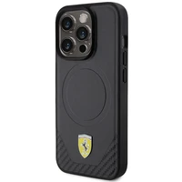 Ferrari anglies pluošto metalo logotipas MagSafe dėklas iPhone 15 Pro – juodas