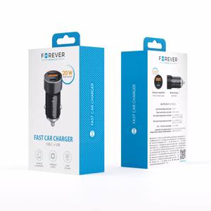 "Forever CC-06 PD QC automobilinis įkroviklis 1x USB-C 1x USB 20W juodas