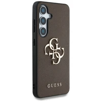 Guess Grained Big 4G Logo Small Classic Logo dėklas telefonui Samsung Galaxy S25 Plus rudas