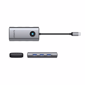 Orico PW11-6P USB-C Hub prijungimo stotelė 3x USB-A 3.0 + 1x USB-C 2.0 + 1x HDMI - pilka