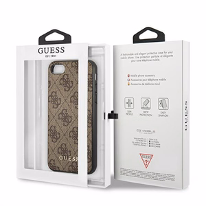 Чехол Guess 4G Metal Gold Logo для iPhone SE 2022 / 2020 / 7 / 8 - коричневый