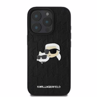 Karl Lagerfeld Monograma Karl & Choupette Head Pin dėklas telefonui iPhone 16 Pro Max - juodas