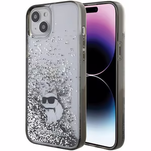 Karl Lagerfeld Liquid Glitter Choupette чехол для iPhone 15 Plus - прозрачный