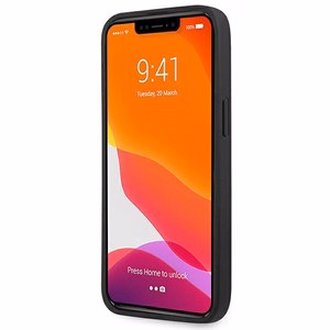 AMG AMHCP14LGSEBK iPhone 14 Pro 6.1 "juodas kietas dėklas Odinis Įspaustos linijos