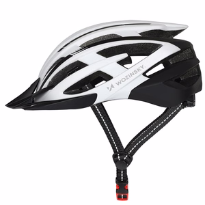 Wozinsky MTB велосипедный шлем со съемным козырьком и задним USB-фонарем M - черный и белый