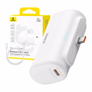 Išorinė baterija Baseus Compact 5000mAh, 20W, USB-C (balta)