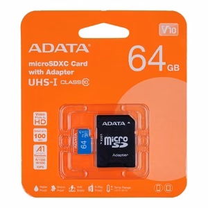 Карта памяти ADATA microSD 64GB (UHS-I Class 10) + SD-адаптер