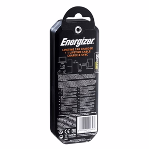 Energizer HardCase DC2CLLIM car charger, 2 × USB-A, 17 W / 3.4 A, with MFi-certified Lightning cable, black