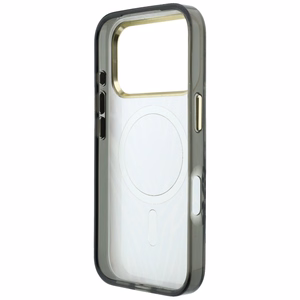 Guess IML Zebra Glitter Triangle Logo MagSafe dėklas, skirtas iPhone 18 Pro / 17 Pro – spalva: sidabrinė