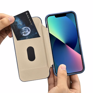 iCarer CE Premium odinis folio dėklas iPhone 14 Plus su MagSafe magnetiniu flipu - mėlynas