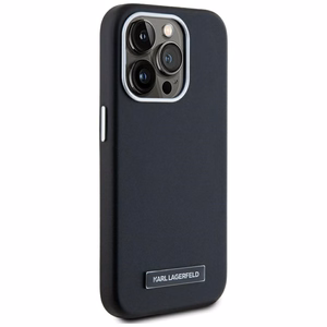 Karl Lagerfeld FW Metal Plate Magnetinis iPhone 15 Pro dėklas - juodas