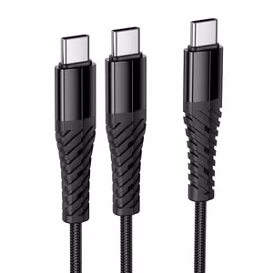 Кабель 2-в-1 USB C to USB C+C Hoco 1 м X123 чёрный