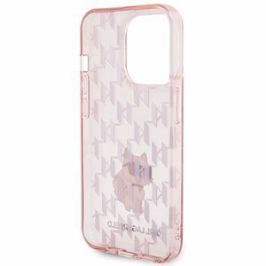 Karl Lagerfeld monograma Choupette dėklas telefonui iPhone 15 Pro Max - rožinis