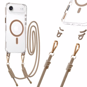 Tel Protect su dirželiu auksinis skaidrus dėklas Iphone 17 Air auksinis