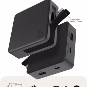 ZAGG 4 prievadų USB-C šakotuvas, juodas / pilkas