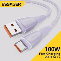 USB Kabelis Essager "Rainbow" žalias "Type-C" 200cm (iki 100W)