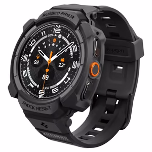 „Spigen Rugged Armor Pro“ dėklo ir dirželio rinkinys, skirtas „Samsung Galaxy Watch Ultra 2 (2026)“ 47 mm – matinis juodas