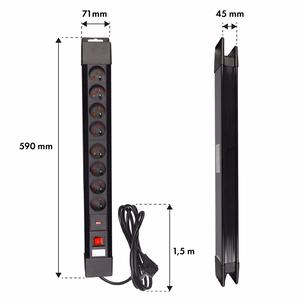 Maclean MCE11 power extension 1.5 m 8 AC outlet(s) Indoor Black