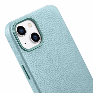 iCarer Litchi Premium odinis dėklas iPhone 14 Plus Magnetinis odinis dėklas su MagSafe Žalias (WMI14220711-GN)
