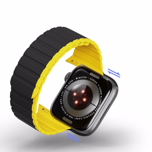 Магнитный ремешок для Apple Watch SE, 9, 8, 7, 6, 5, 4, 3, 2, 1 (41, 40, 38 mm) Dux Ducis (LD Version) - чёрно-жёлтый