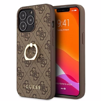 Guess GUHCP13L4GMRBR iPhone 13 Pro / 13 6.1" rudas/rudas kietas dėklas 4G su žiedo stovu