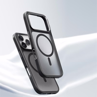 Rock Guard Touch Matte Serijos Magnetinė Dėklas ant Iphone 17 Pro Max - juodas (metalinis objektyvo rėmas)