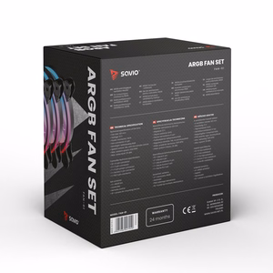 SAVIO FAN-01 4 vnt. 120 mm ARGB ventiliatorių, įskaitant valdiklį ir nuotolinio valdymo pultą