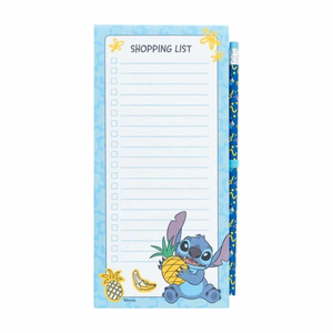 Disney Stitch Tropical magnetinė pirkinių sąrašo užrašinė šaldytuvui su pieštuku, 10 × 21 cm