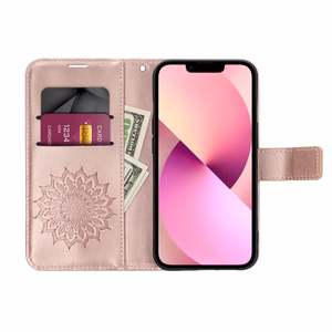 MEZZO knygos tipo dėklas telefonui SAMSUNG S26 su mandala, rožinio aukso spalvos