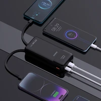 Dudao K15Pro išorinė baterija 20000mAh 22.5W PD USB-C / USB-A / su įmontuotais Lightning ir USB-C kabeliais - juoda