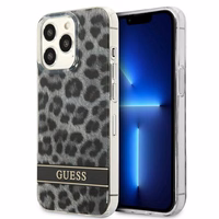 Guess GUHCP13LHSLEOK iPhone 13 Pro / 13 6.1" pilkas/pilkas kietas dėklas Leopardas