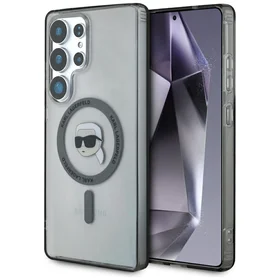 Dėklas Karl Lagerfeld Button Karl Head Printed Logo Magnetinis Samsung Galaxy S25 Ultra juodas