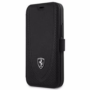 Ferrari FEOGOFLBKP12SBK atverčiamas dėklas iPhone 12 mini 5,4" Off Track Perforated – juodas