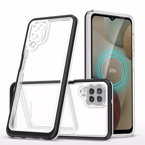 Skaidrus 3in1 dėklas telefonui Samsung Galaxy A22 4G rėmelis gelis juodas