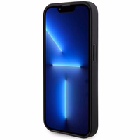 Guess Leather Perforated 4G Glitter Logo Case for iPhone 15 Pro - juodas dėklas telefonui