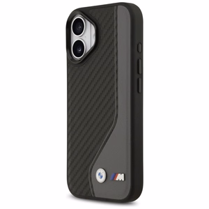 BMW dėklas telefonui IPHONE 17, suderinamas su MagSafe BMHMP17S25PCCSCAK (PU anglies logotipas) antracito