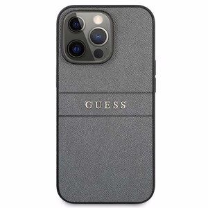 Guess GUHCP13LPSASBGR dėklas iPhone 13 Pro / 13 6,1" Saffiano Strap – pilkas
