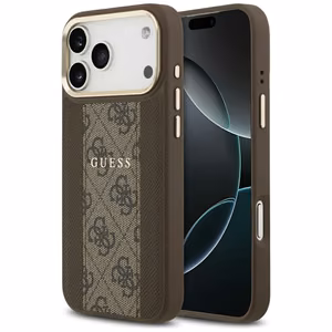 Guess 4G Stripe Magnetinis dėklas telefonui iPhone 17 Pro Max - ruda