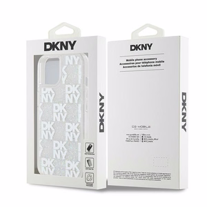 DKNY skystojo blizgučio daugiologo dėklas telefonui iPhone 15 / 14 / 13 - baltas