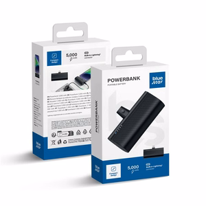 Išorinė baterija Blue Star 5000 mAh su įmontuotu jungtimi Lightning 2,1A W0556P juoda