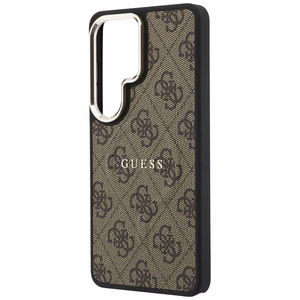 GUESS dėklas for SAMSUNG S26 Ultra GUHMS26LP4MSEGCW (4G Embossed Ring MagSafe) rudas