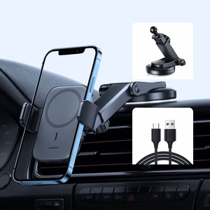 Automobilinis laikiklis Joyroom Electric Holder juodas (15W / Magsafe suderinamas) (magnetinis / lipni pagalvėlė)