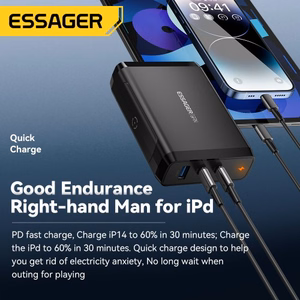 Įkroviklis Essager Peak 2 Juodas 140W (2xPD / QC3.0)