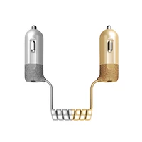 REMAX automobilinis įkroviklis RCC-103 Finchy - USB - 3,4A su Lightning + MicroUSB kabeliu sidabrinis