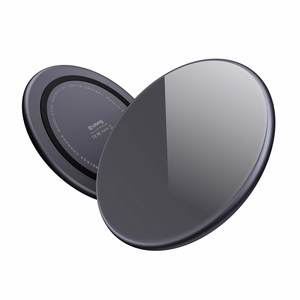 Crong PowerSpot Qi 15 W USB-C belaidis įkroviklis su grūdinto stiklo danga, „Shadow Black“ spalvos
