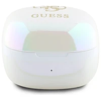 Guess Bluetooth ausinės GUTWSJ144ESH TWS + įkrovimo stotelė baltos/baltos perlamutrinės 4G spausdintas logotipas
