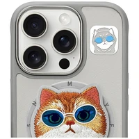 AmazingThing Nimmy Glasses Cool Cat MagSafe dėklas telefonui iPhone 16 Pro Max – pilkas
