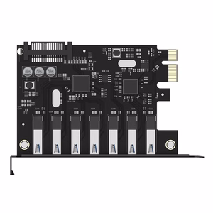 Orico PVU3 PCIe išplėtimo plokštė su 7 USB 3.0 jungtimis, skirta staliniams kompiuteriams – juoda